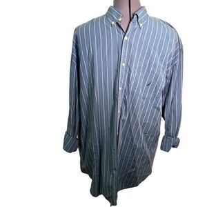 Nautica Vintage Button Down Shirt Blue Stripes